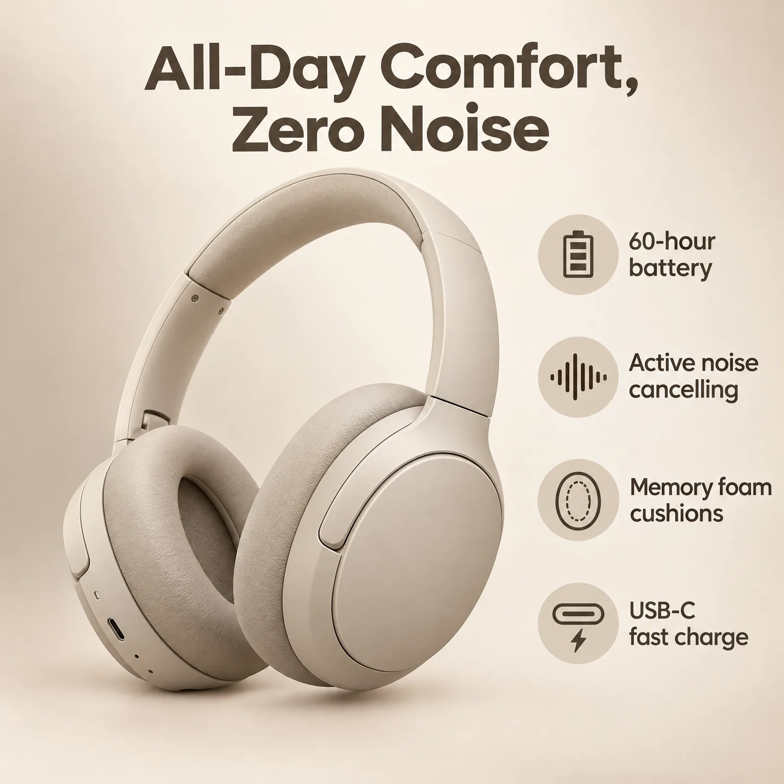 Feature infographic for wireless headphones