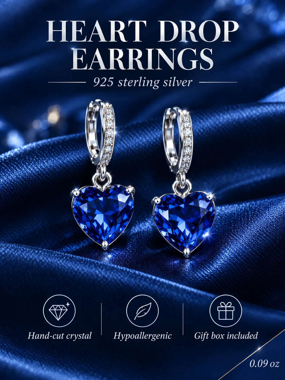 Sterling silver heart earrings listing image