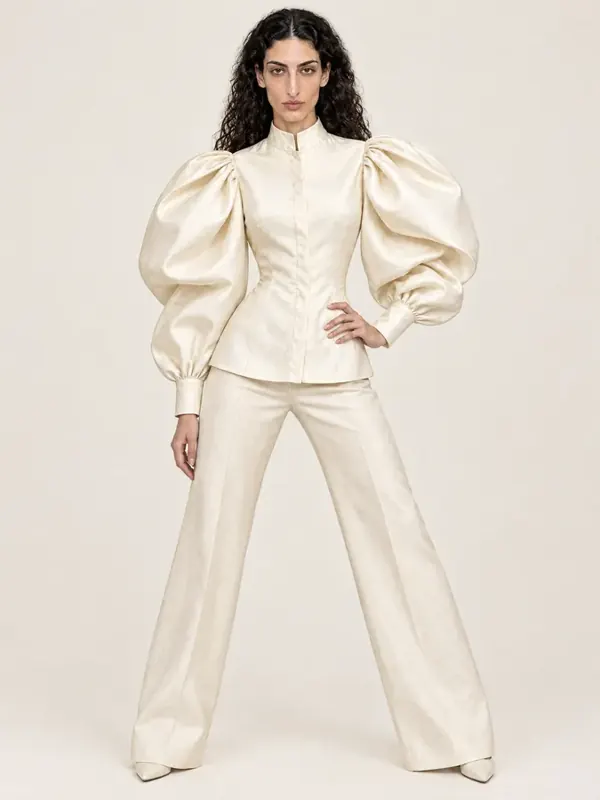 Blouse on an AI model, front