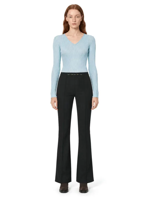 Rib-knit top on an AI model, front