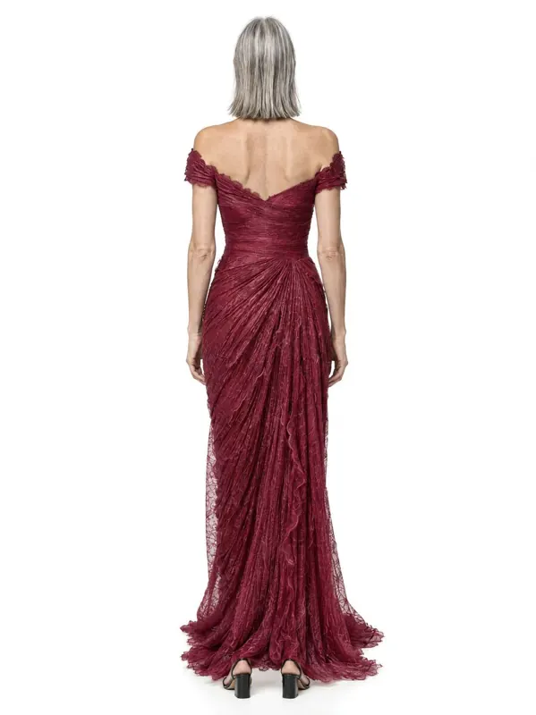 Lace evening gown on an AI model, back